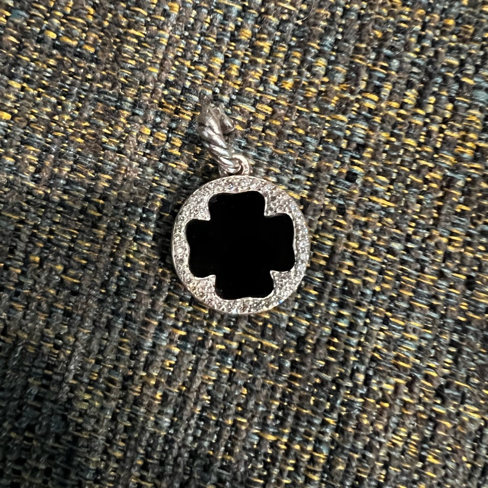 David Yerman Clover Black Onyx Pendent - Picture 2 of 5